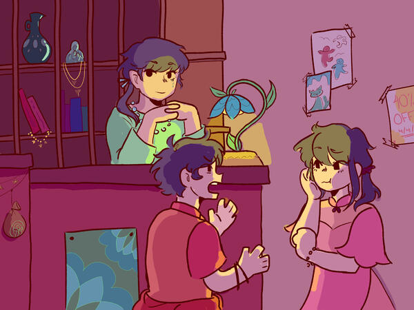 finished linework, full color, multiple characters